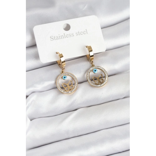 BFS 316L Çelik Halka Kelebek Kadın Küpe