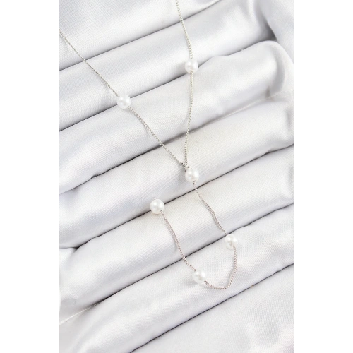 BFS 316L Çelik İnci Figürlü Y Model Gümüş Renk Kadın Kolye