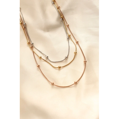 BFS 316L Çelik Karışık Renkli Topçuk Tasarımlı Çoklu Kolye