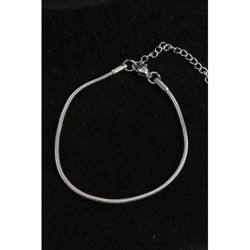 BFS 316L Çelik Oval İtalyan Model Gümüş Renk Erkek Bileklik