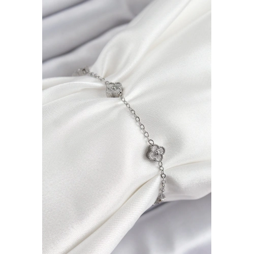 BFS 316L Çelik Yonca Model Gümüş Renk Kadın Bileklik