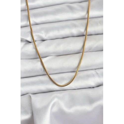 BFS 316L Çelik Zincir Gold Renk 60 cm Yılan Zincir Kadın Kolye