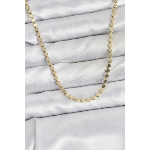 BFS 316L Çelik Zincir Gold Renk Ezme Zincir Model 65 cm Kadın Kolye