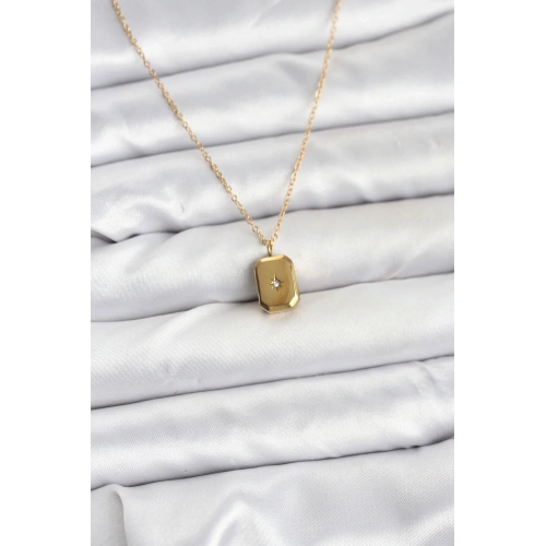 BFS 316L Çelik Zincir Gold Renk Minimal Kutup Yıldızı Model Kadın Kolye