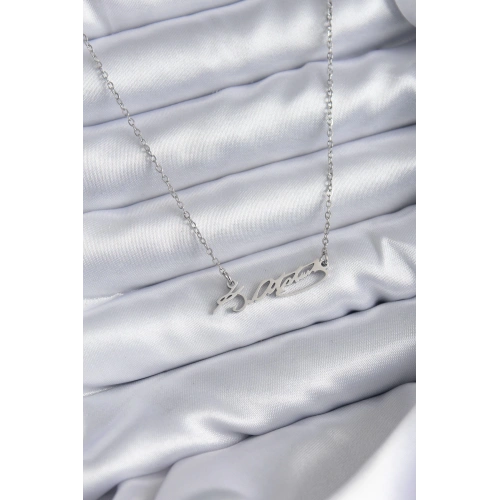 BFS 316L Çelik Zincir Gümüş Renk Atatürk İmza Figür Kadın Kolye