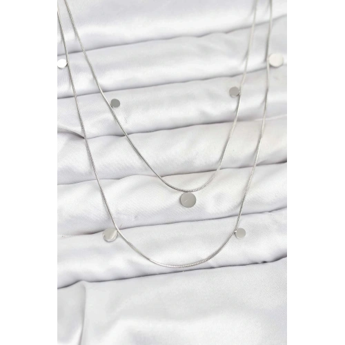 BFS 316L Çelik Zincir Gümüş Renk Pullu Kadın Kolye