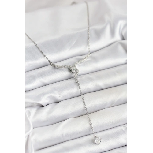 BFS 316L Çelik Zincir Gümüş Renk Yılan Model Y Kolye