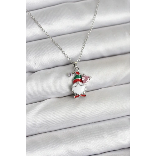 BFS 316L Çelik Zincir Gümüş Renk Yılbaşı Teması Kadın Kolye