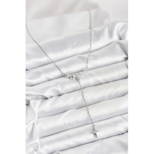 BFS 316L Çelik Zincir Gümüş Renk Yıldız Model Y Kadın Kolye