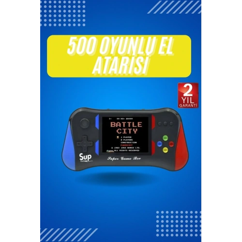 BFS 3.5 İnç 500 Klasik Retro Oyun Yüklü Kollu Oyun Konsolu