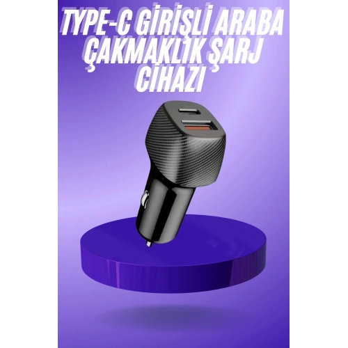 BFS 38W USB Type-C Girişli Oto Çakmaklık Araç İçi Hızlı Şarj Çakmaklık Şarj Aleti