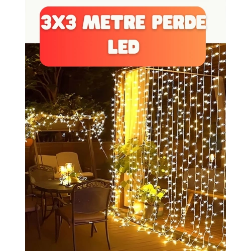 BFS 3x3 Metre Şelale LED Perde Işık İç Dış Mekân Dekorasyonu