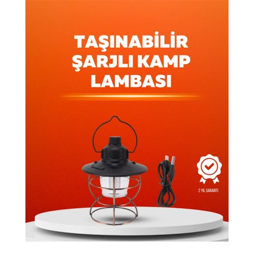 BFS 4 Fonksiyonlu Dekoratif Kamp Lambası – Tungsten Ampul, USB Çıkışlı