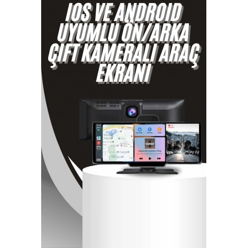 BFS 4K 10.2 İnç Çift Kameralı Araç Multimedya Ekranı CarPlay Kablosuz Tüm Cihazlara Uyumlu
