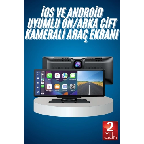 BFS 4K Ultra Araç İçi Ön ve Arka Kameralı Ekran HD 2 Kameralı Torpido Üstü Araç Multimedya