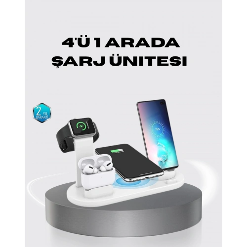 BFS 4’lü Apple Kablosuz Şarj Standı iPhone Watch ve AirPods Çoklu Şarjlı