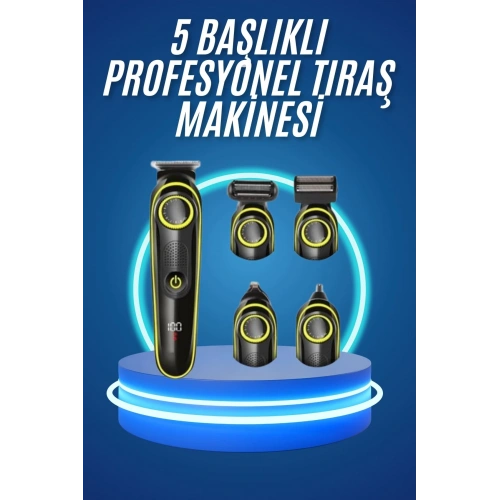 BFS 5 Başlıklı Şarjlı Tıraş Makinesi Kablosuz Saç Sakal Burun Tıraşına Uygun