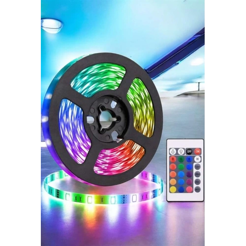 BFS 5 Metre Şerit Led RGB Işıklı Kumandalı Güç Adaptörü Her Ortama Uygun