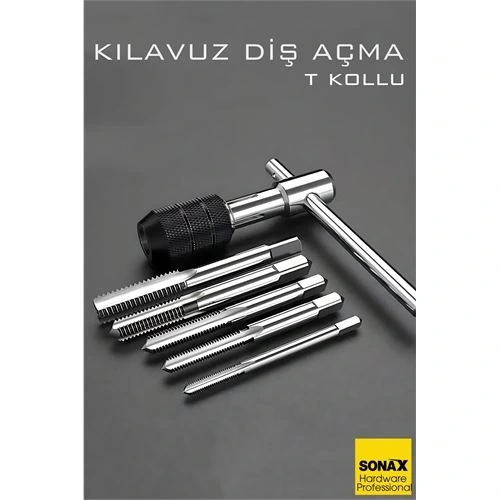 BFS 6lı Diş Açma Kılavuz Seti – T-Kollu, Endüstriyel Çelik, M6-M12 Arası Dişli Matkap Ucu