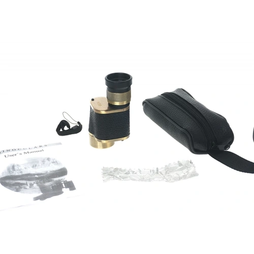 BFS 6x24  Baıgısh, Askeri Tarzi Pirinç Ve Deri Kaplamalı, Deri Çantalı Monocular Dürbün Sarı