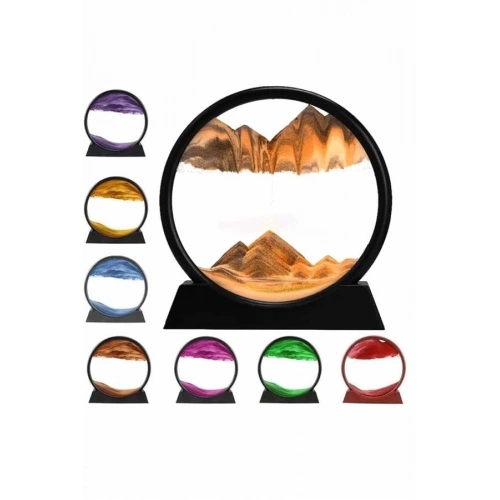 BFS 7 Inç Mavi Orta Boy Dekoratif Yuvarlak Şık Kum Tablosu Modern Dekoratif Süs