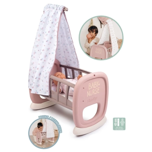 BFS  7600220373 Smoby Baby Nurse Oyuncak Bebek için Sallanan Beşik Oyun Seti +18 ay