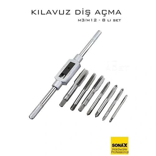 BFS 8 li Diş Açma Kılavuz Seti –Endüstriyel Çelik, M3-M12 Arası Dişli Matkap Ucu