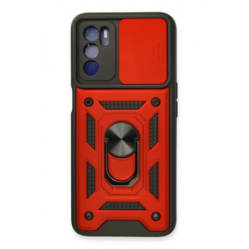 BFS   A16 Kılıf Pars Lens Yüzüklü Silikon - Kırmızı