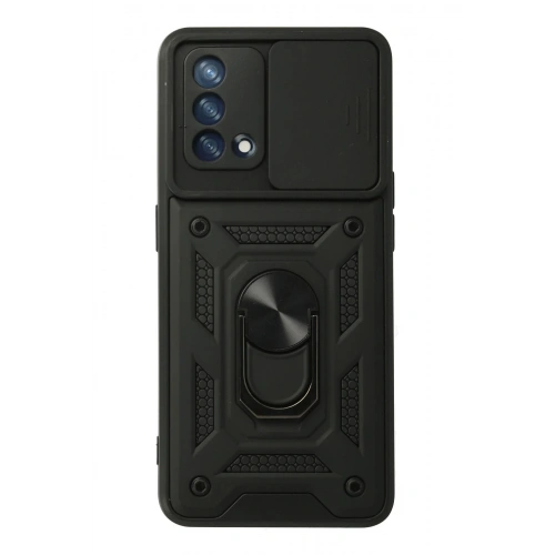 BFS   A74 4G Kılıf Pars Lens Yüzüklü Silikon - Siyah