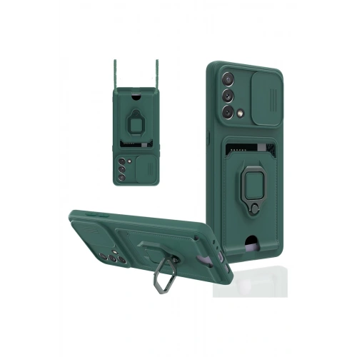 BFS   A74 4G Kılıf Zuma Kartvizitli Yüzüklü Silikon - Yeşil