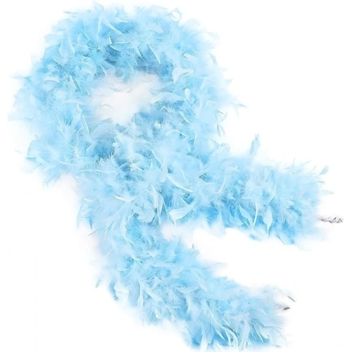 BFS Açık Mavi Renk Kabarık Kalın Otriş Boa Tüy 6 Cm Genişlik 180-200 Cm Uzunluk