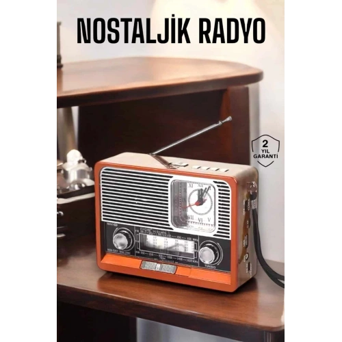 BFS Ahşap Görünümlü Retro Bluetooth Radyo USB,AUX Ve SD Kart Girişli