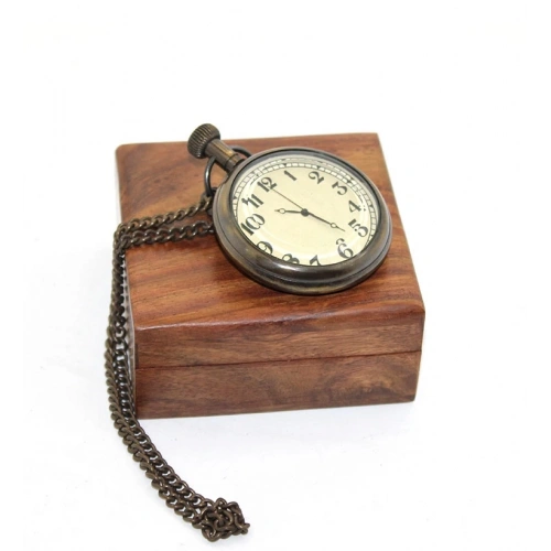 BFS Ahşap Kutulu Pirinç Köstekli Saat 16155