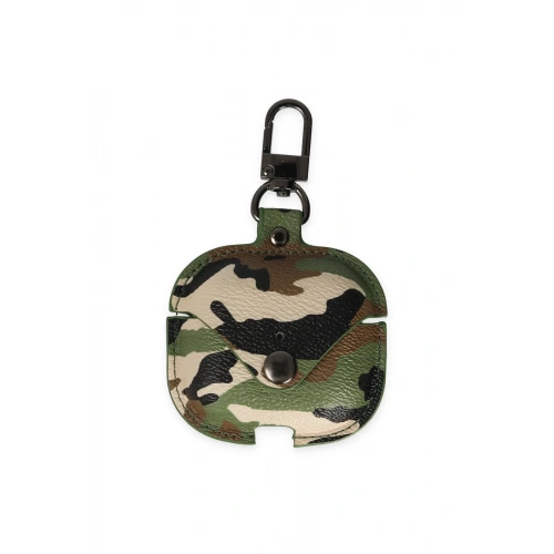 BFS  Airpods 3 (3.nesil) Çanta Kamuflaj Deri Kılıf - Yeşil