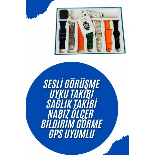 BFS Akıllı Saat 7 Kordon Hediyeli Takvim Alarm Nabız Ölçer Bildirim Görme Sesli Görüşme