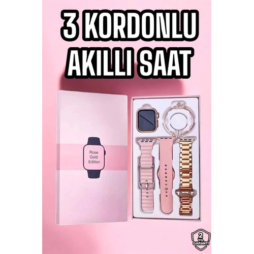 BFS Akıllı Saat Amoled Ekran 3 Kordonlu Aksesuar Hediyeli Sesli Görüşme