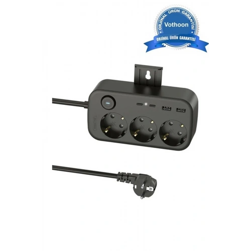 BFS Akım Korumalı Priz 2 Usb + 2 Type-c Girişli 2 Metre Kablosu Anahtarlı Ve Duvara Monte Edilebilir