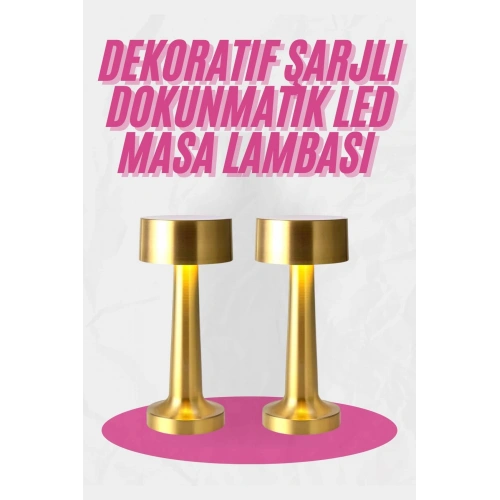 BFS Altın Rengi Masa ve Gece Lambası Dokunmatik Şarjlı Masa Lambası