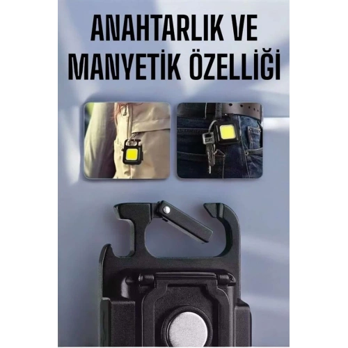 BFS Anahtarlık Çok Amaçlı Mıknatıslı Taşınabilir Işık Led Şarjlı