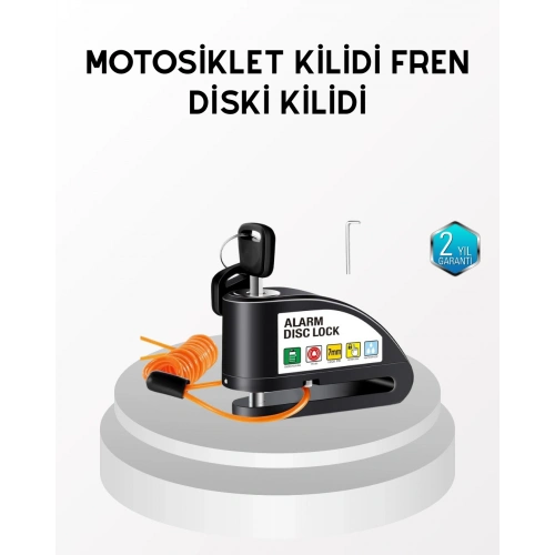 BFS Anti Hırsızlık 110 dB Alarm Disk Fren Kilidi Suya Dayanıklı Çelik Güvenlik Kilidi