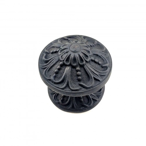 BFS Antika Tarz Dekoratif Pirinç Çiçekli Kapı Tokmağı - 80 Mm Çap, Oksit