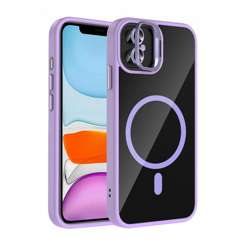 BFS  Apple iPhone 11 Remim Lensli Magsafe Standlı Kapak - Lila
