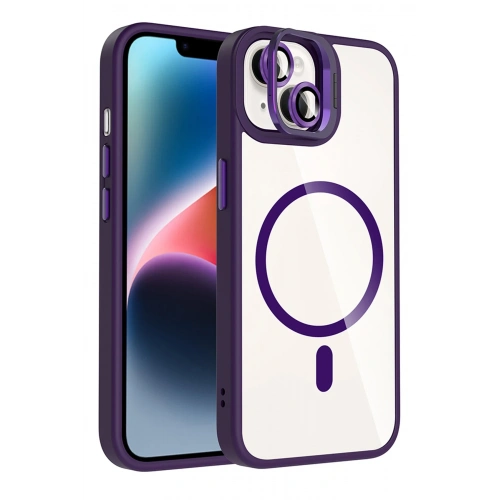 BFS  Apple iPhone 13 Remim Lensli Magsafe Standlı Kapak - Derin Mor