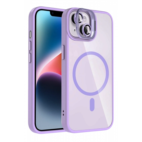 BFS  Apple iPhone 14 Remim Lensli Magsafe Standlı Kapak - Lila