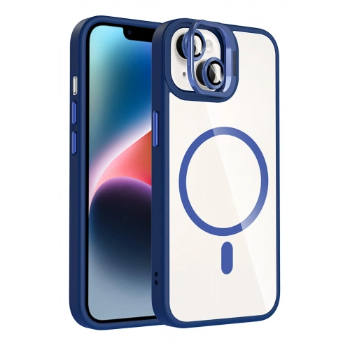 BFS  Apple iPhone 15 Plus Remim Lensli Magsafe Standlı Kapak - Lacivert