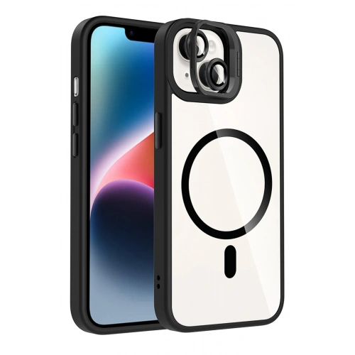 BFS  Apple iPhone 15 Plus Remim Lensli Magsafe Standlı Kapak - Siyah