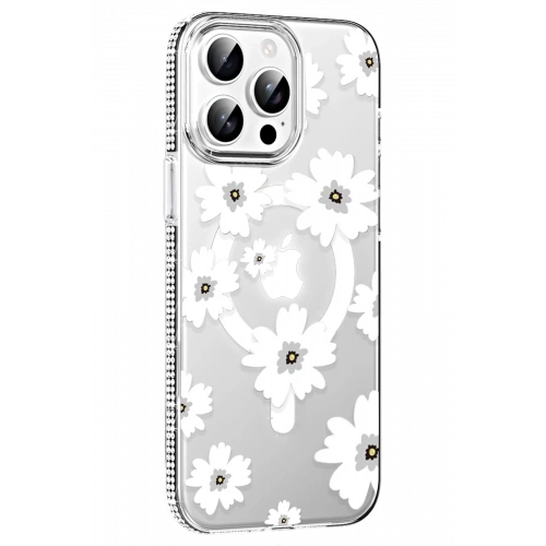 BFS  Apple iPhone 15 Pro Max Floral Magsafe Kapak - Beyaz