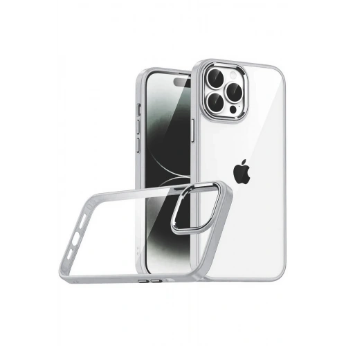 BFS  Apple iPhone 15 Pro Max  Lensli Silikon - Gümüş