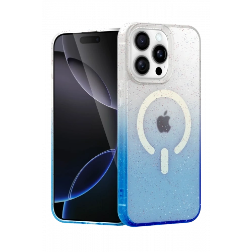 BFS  Apple iPhone 15 Pro Max Pummel Shiny Magsafe Kapak - Mavi