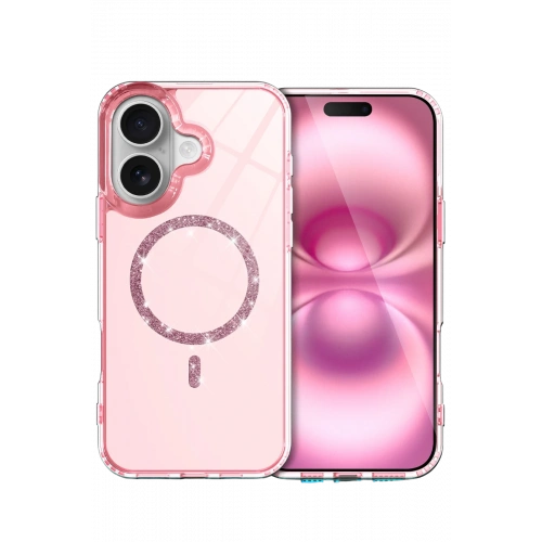 BFS  Apple iPhone 16 Live Diamond Magsafe Kapak - Pembe